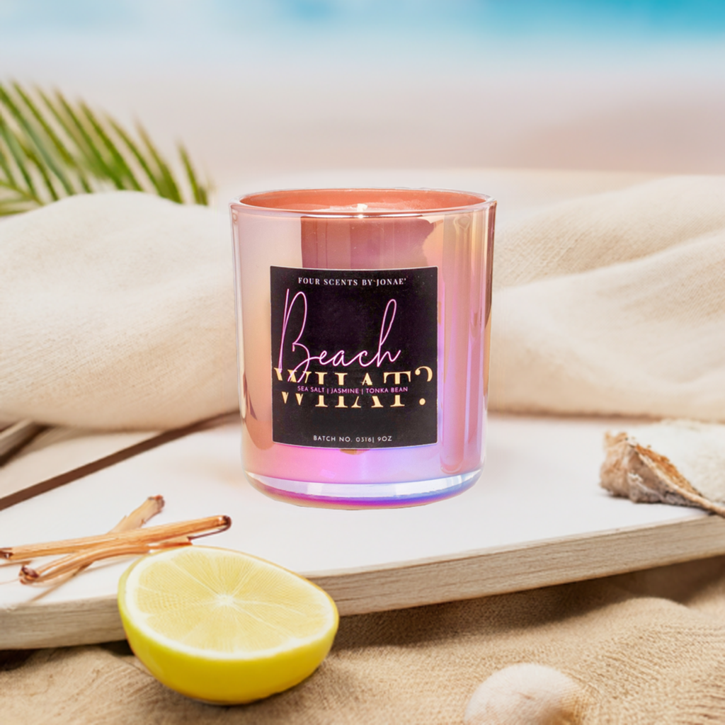 Imagine a peaceful beach with golden sand, gentle waves, and a warm breeze. The Ocean Breeze Candle from Four Scents by Jonae captures this scene with its refreshing blend of sea salt, citrus, and coconut. Light this candle to bring the calming essence of the beach into your home, creating a serene and invigorating atmosphere.